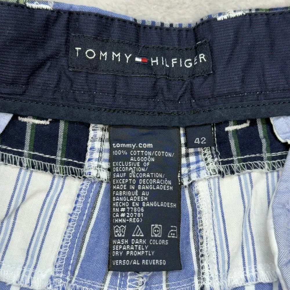 Tommy Hilfiger Shorts Mens 42 Blue Green Patchwork Madras Plaid Preppy Summer - Picture 2 of 11